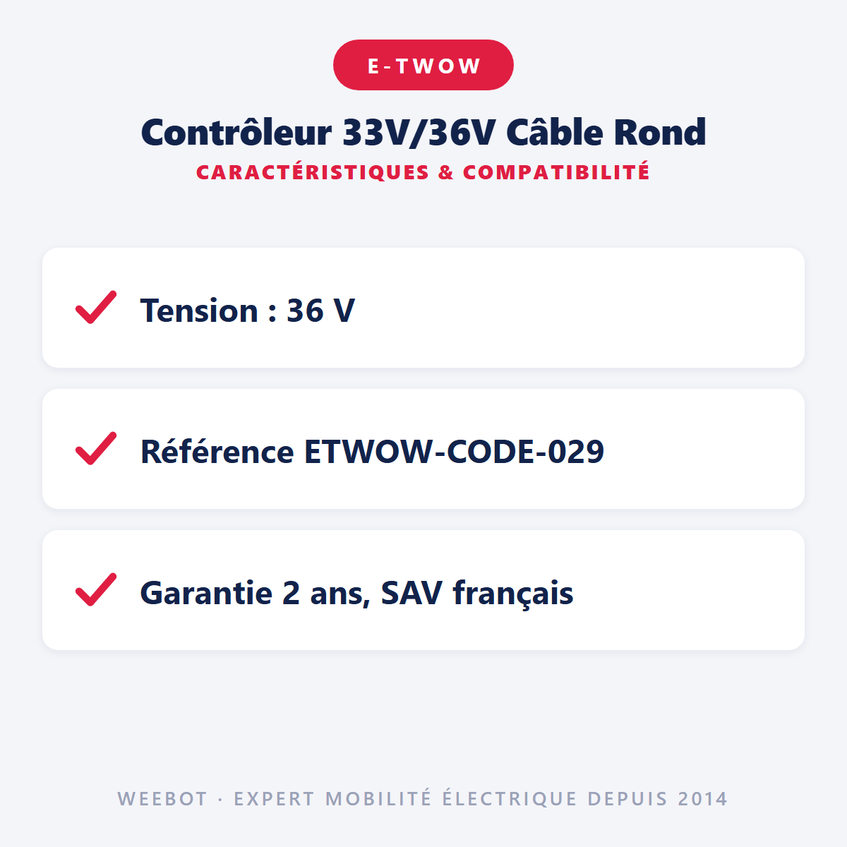 Contrôleur 33V/36V Câble Rond pour Trottinette Etwow (Ancienne Version) - Weebot