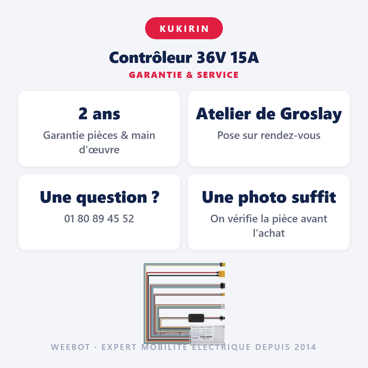 Contrôleur 36V 15A : garantie 2 ans et service après-vente