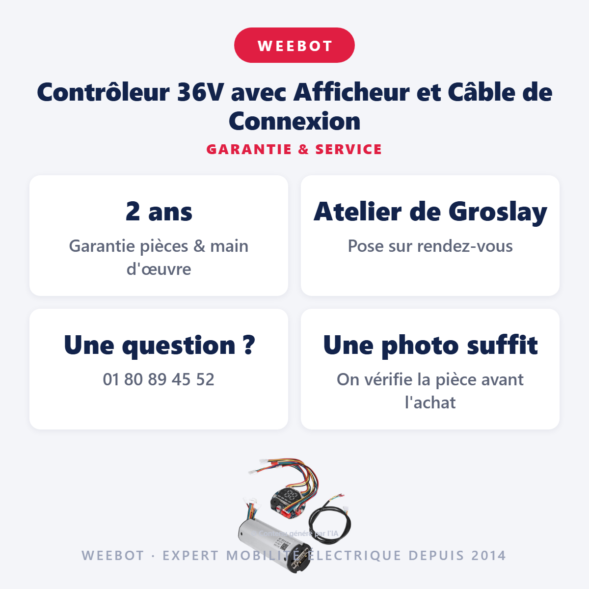 Contrôleur 36V avec Afficheur et Câble de Connexion : garantie 2 ans et service après-vente