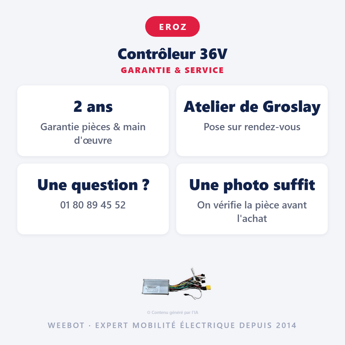 Contrôleur 36V : garantie 2 ans et service après-vente