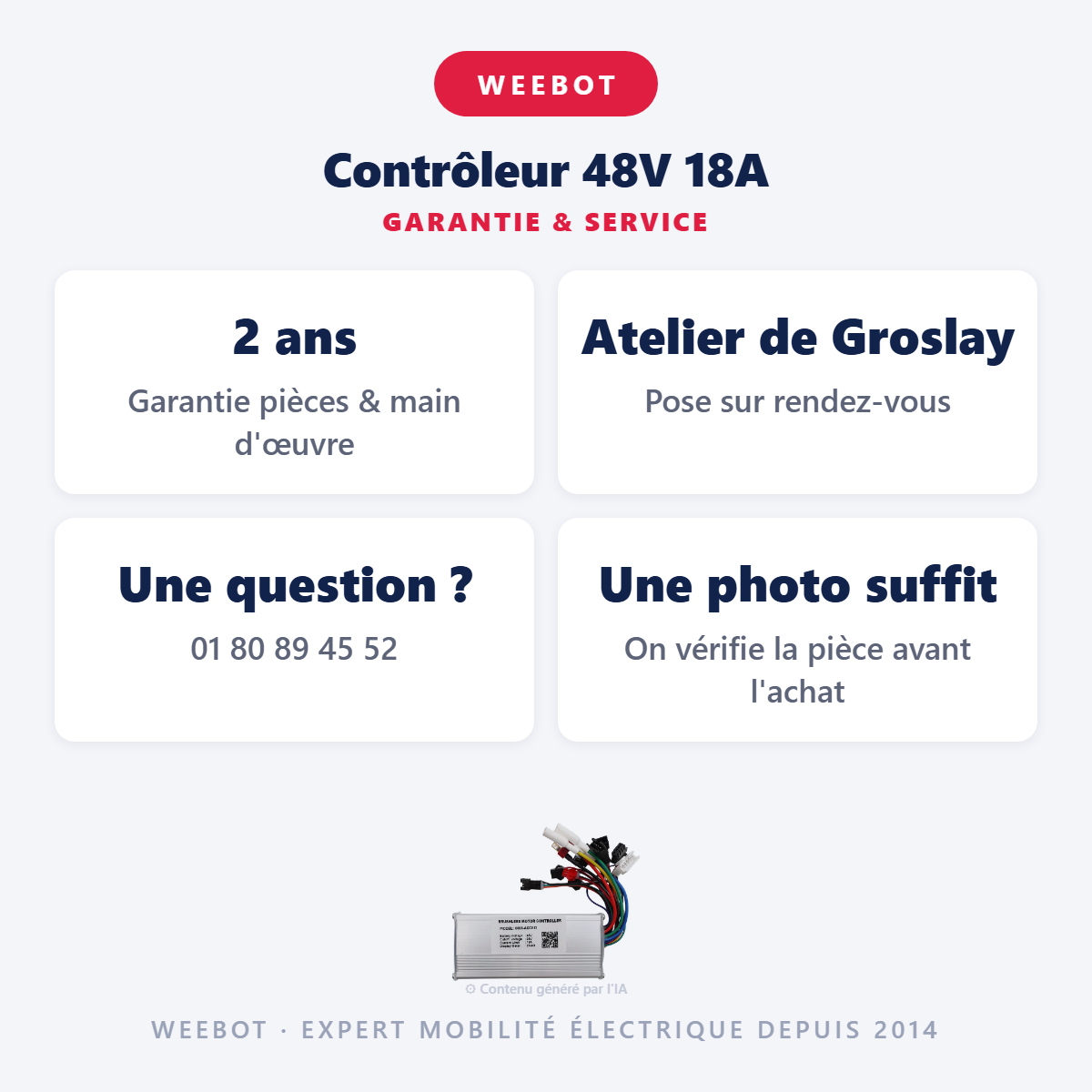 Contrôleur 48V 18A : garantie 2 ans et service après-vente