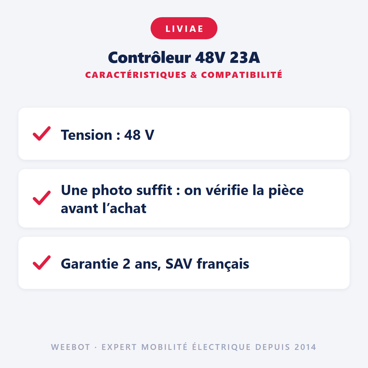 Contrôleur 48V 23A pour Trottinette Électrique Liviae - Weebot
