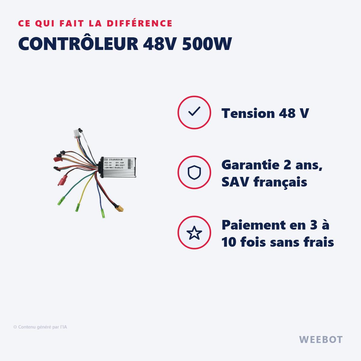 Contrôleur 48V 500W pour Trottinette Électrique MR 100 - Weebot