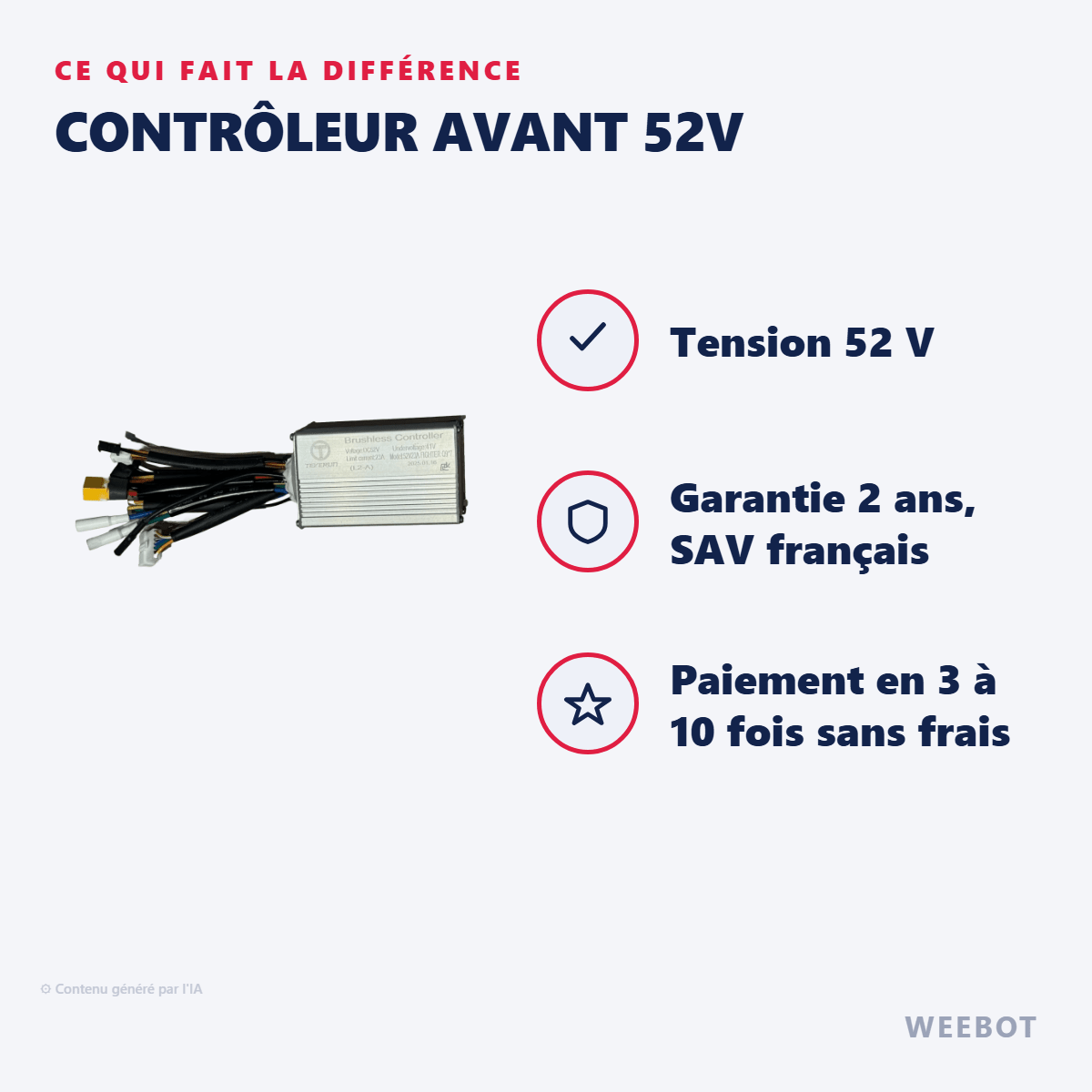 Contrôleur Avant 52V pour Trottinette Electrique Teverun Fighter Q - Weebot