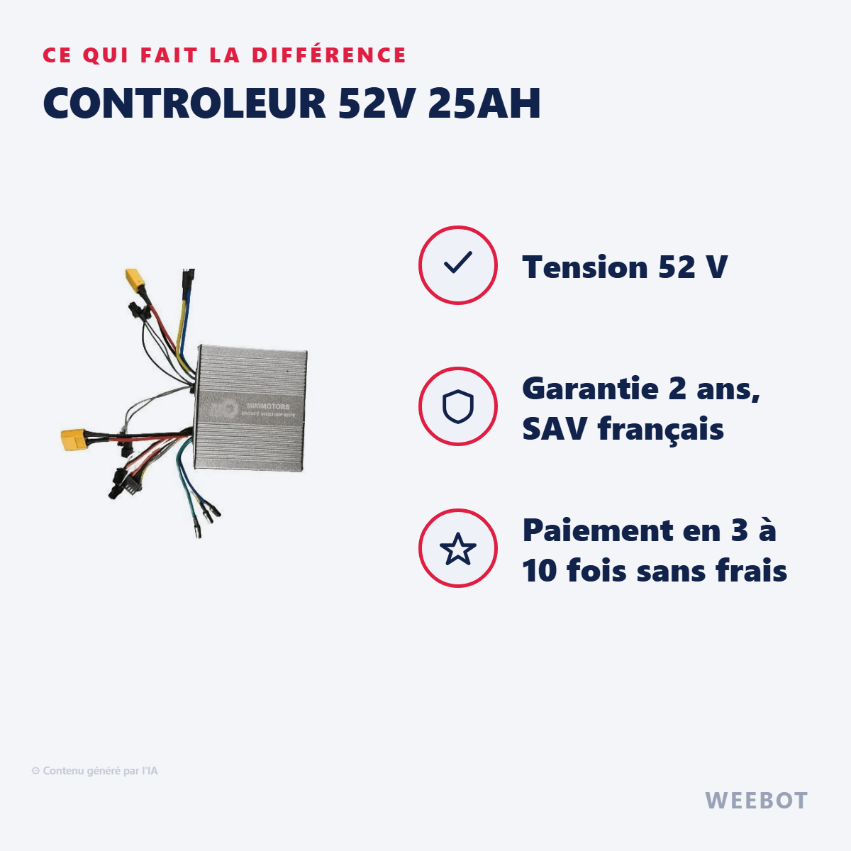 Controleur 52V 25Ah (Double Moteurs) pour Trottinette Electrique Popular Minimotors - Weebot