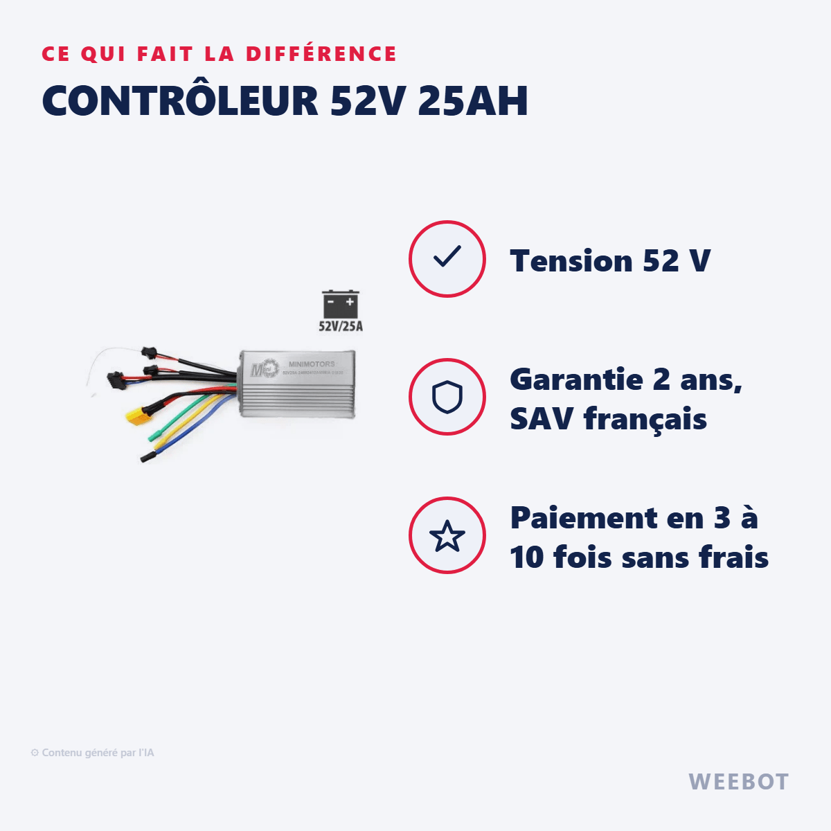 Contrôleur 52V 25Ah pour Trottinette Electrique Dualtron Aminia - Weebot