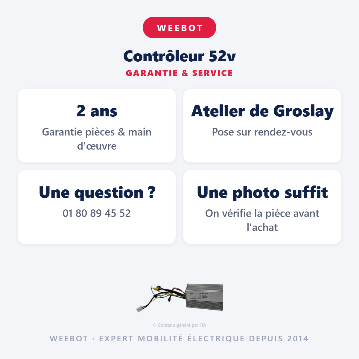 Contrôleur 52v : garantie 2 ans et service après-vente