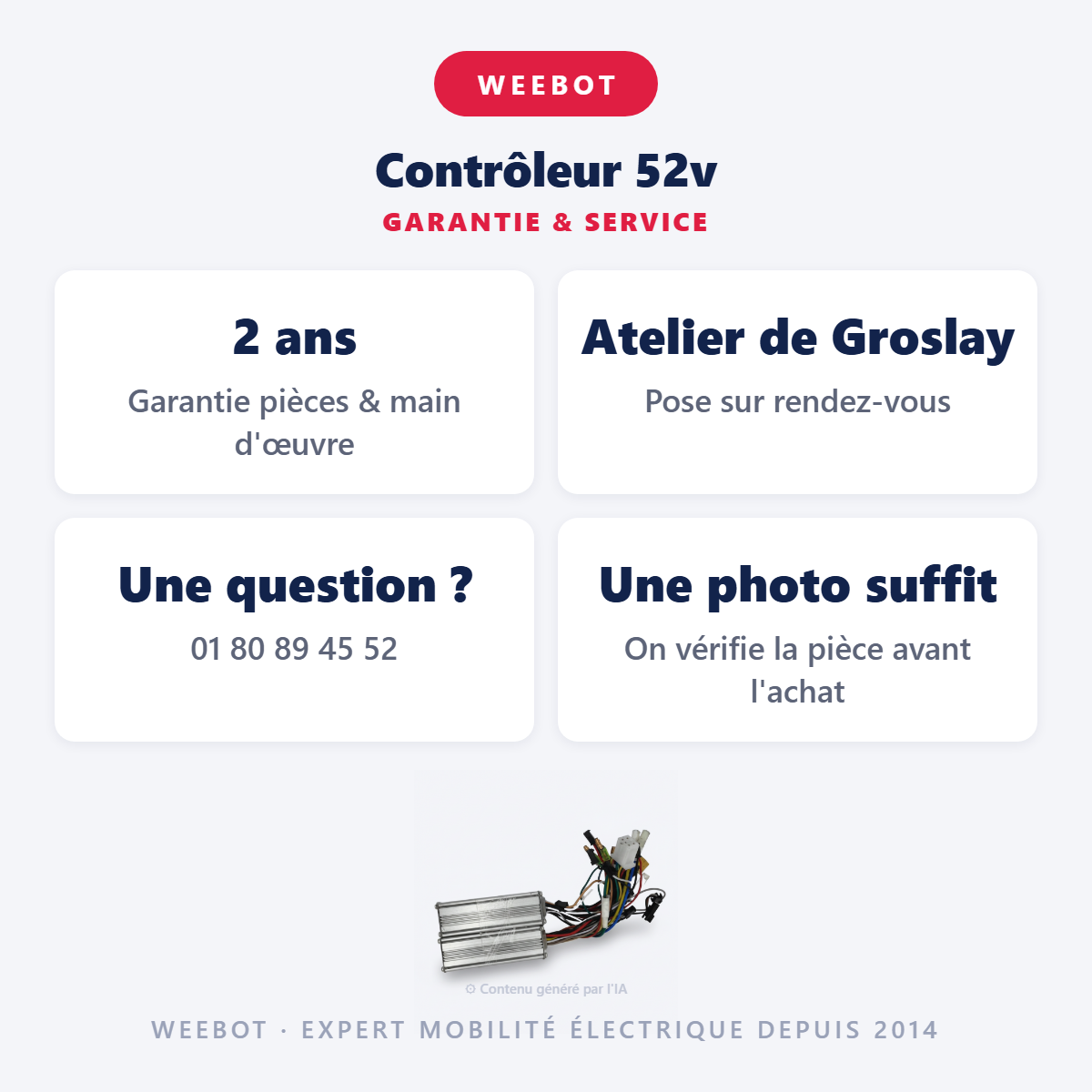 Contrôleur 52v : garantie 2 ans et service après-vente