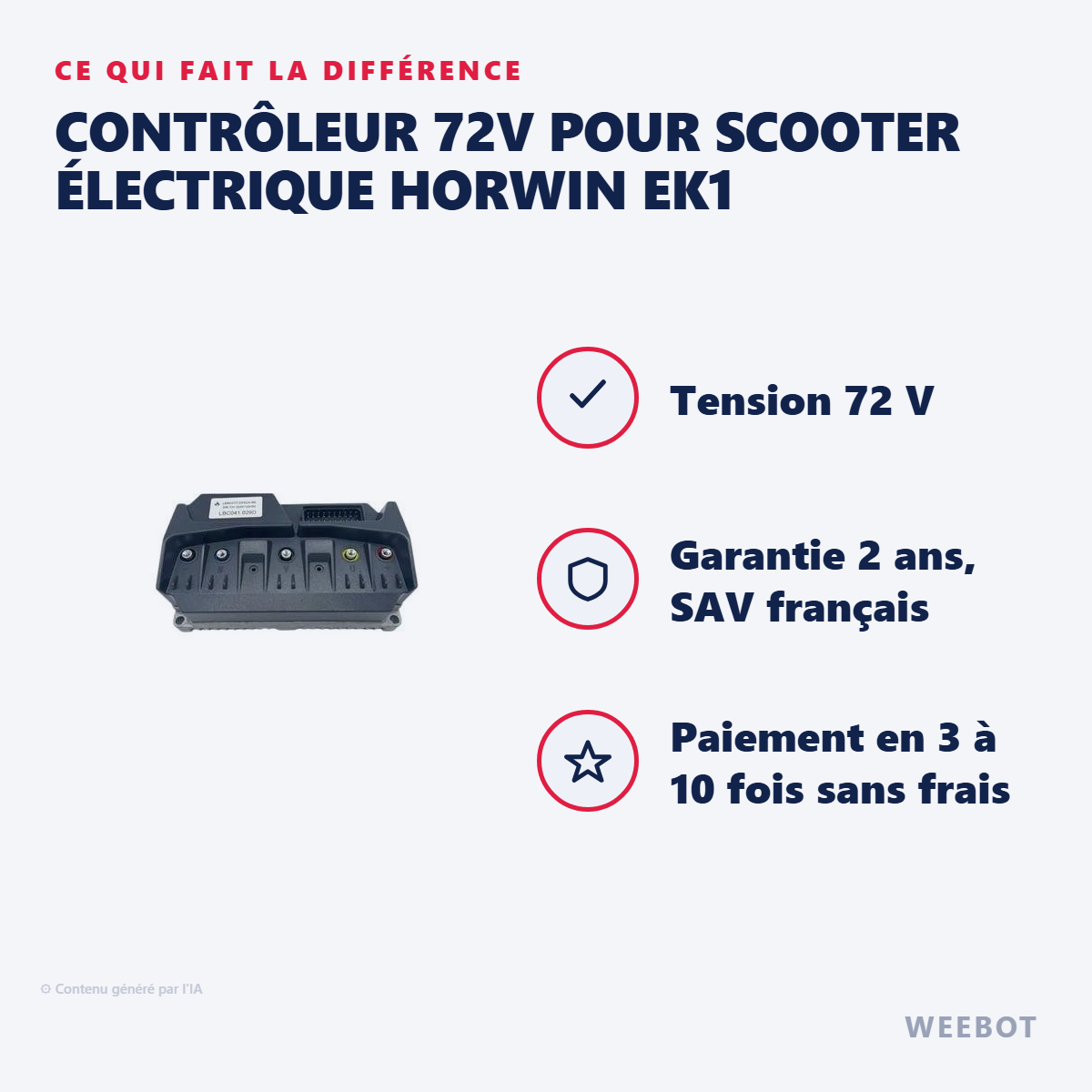 Contrôleur 72v pour Scooter Électrique Horwin EK1 : les points forts