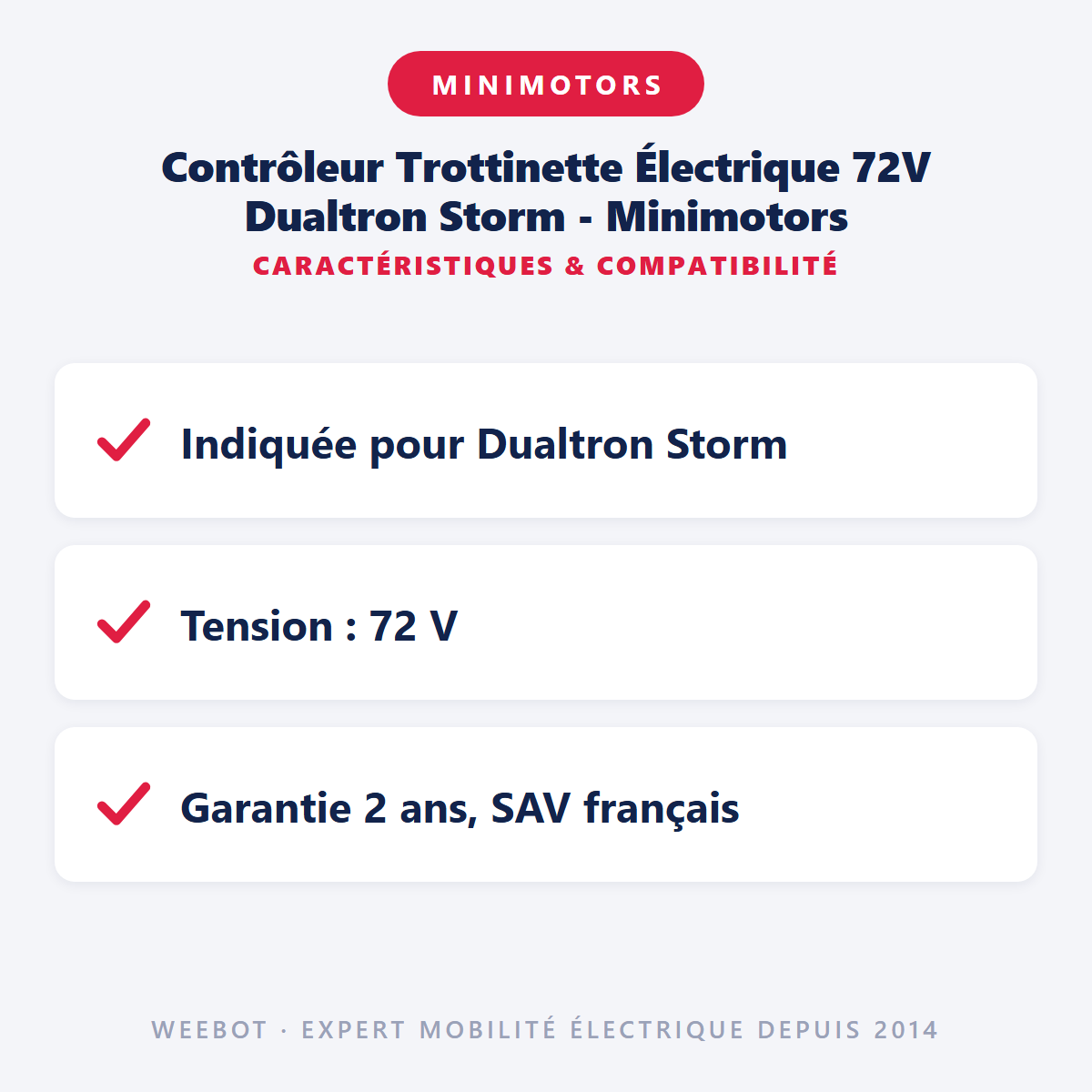 Contrôleur Trottinette Électrique 72V Dualtron Storm - Minimotors : caractéristiques et compatibilité