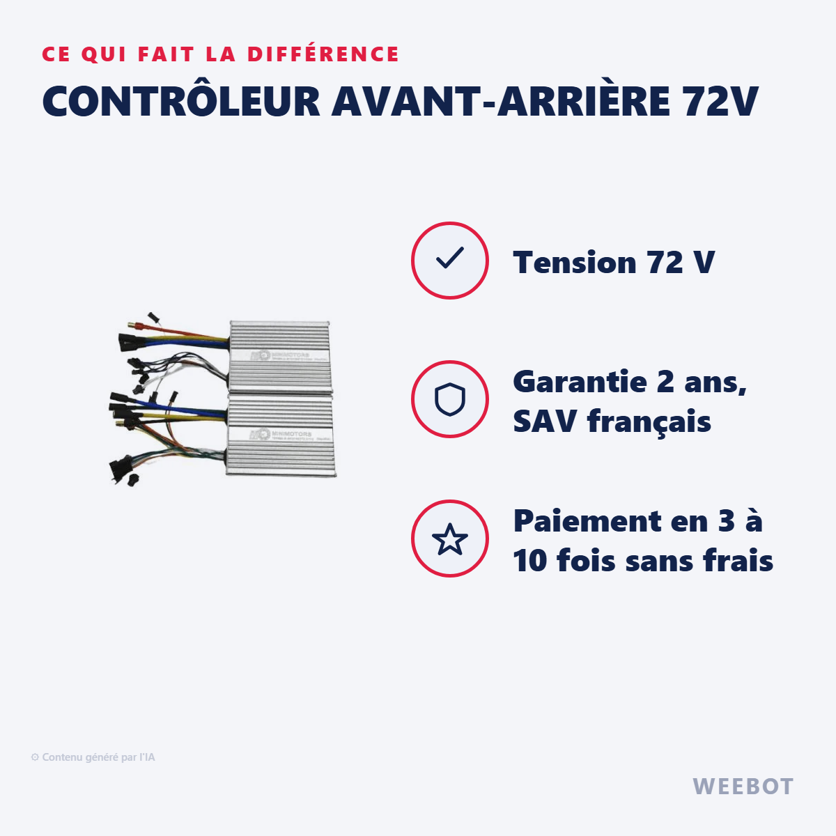 Contrôleur avant-arrière 72V : les points forts