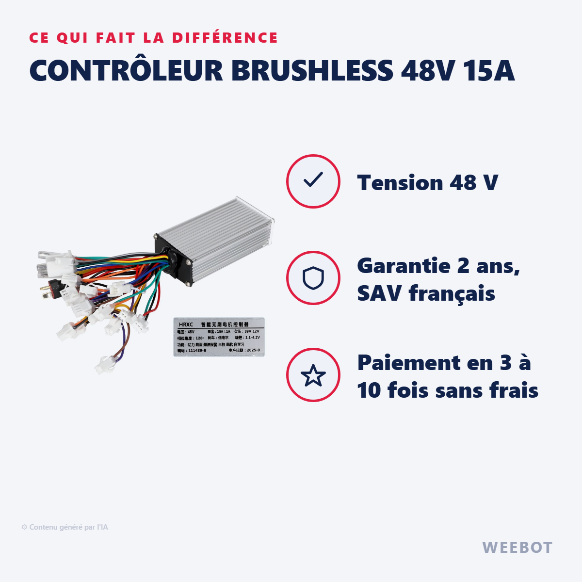 Contrôleur Brushless 48V 15A : les points forts