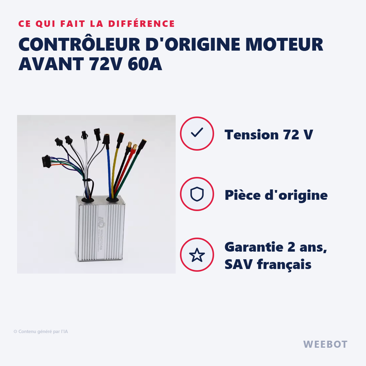 Contrôleur d'Origine Moteur Avant 72V 60A : les points forts