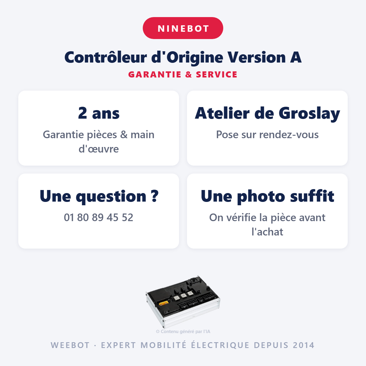 Contrôleur d'Origine Version A : garantie 2 ans et service après-vente