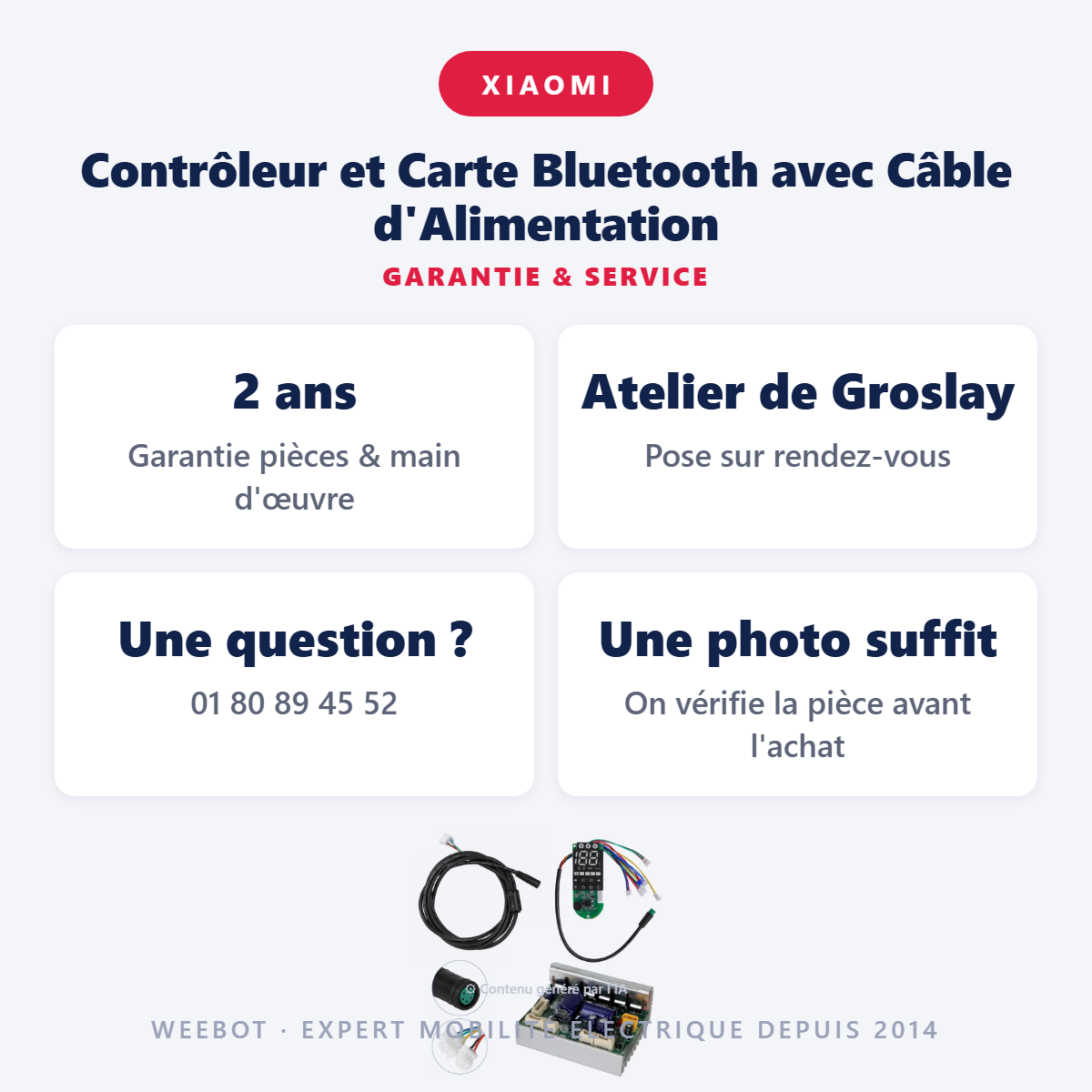 Contrôleur et Carte Bluetooth avec Câble d'Alimentation : garantie 2 ans et service après-vente