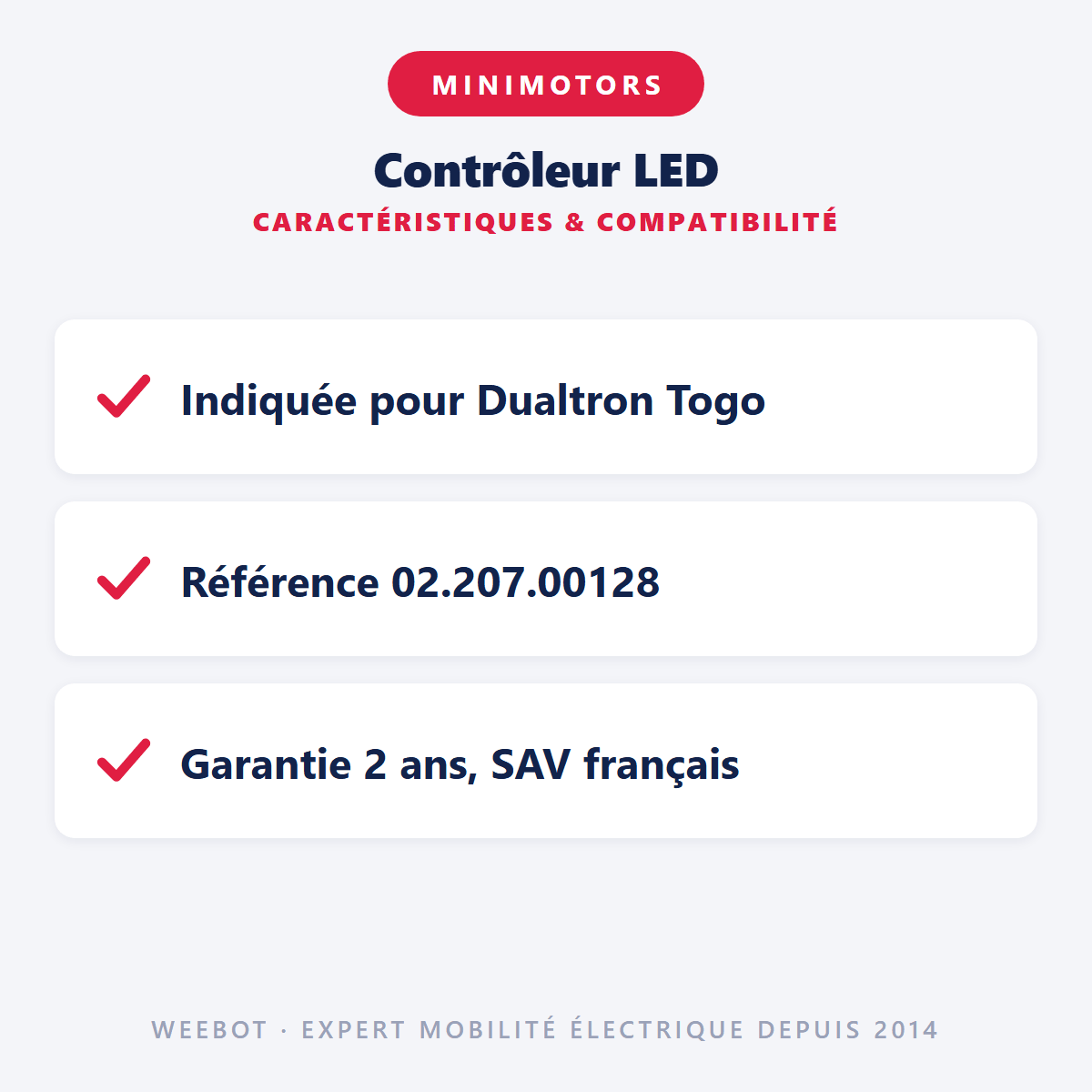 Contrôleur LED pour Trottinette Électrique Dualtron Togo sans Phare - Weebot