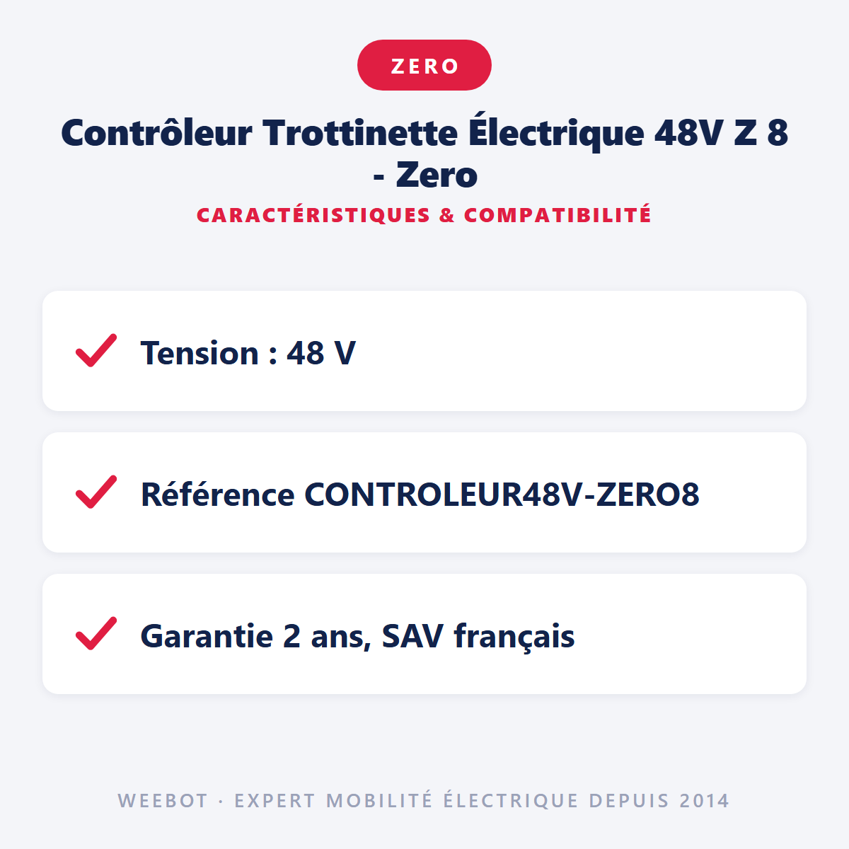 Contrôleur Trottinette Électrique 48V Z 8 - Zero : caractéristiques et compatibilité