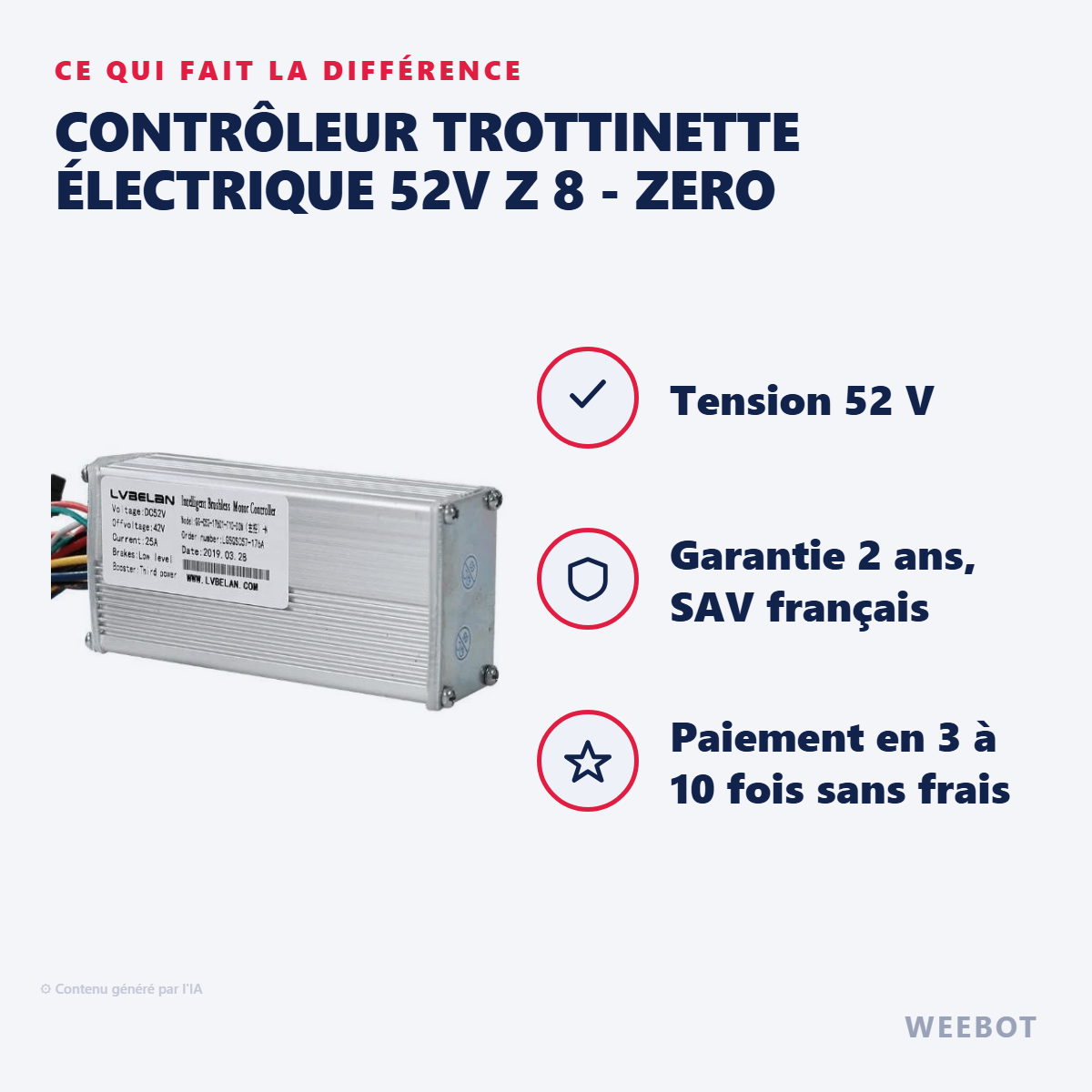 Contrôleur Trottinette Électrique 52V Z 8 - Zero : les points forts
