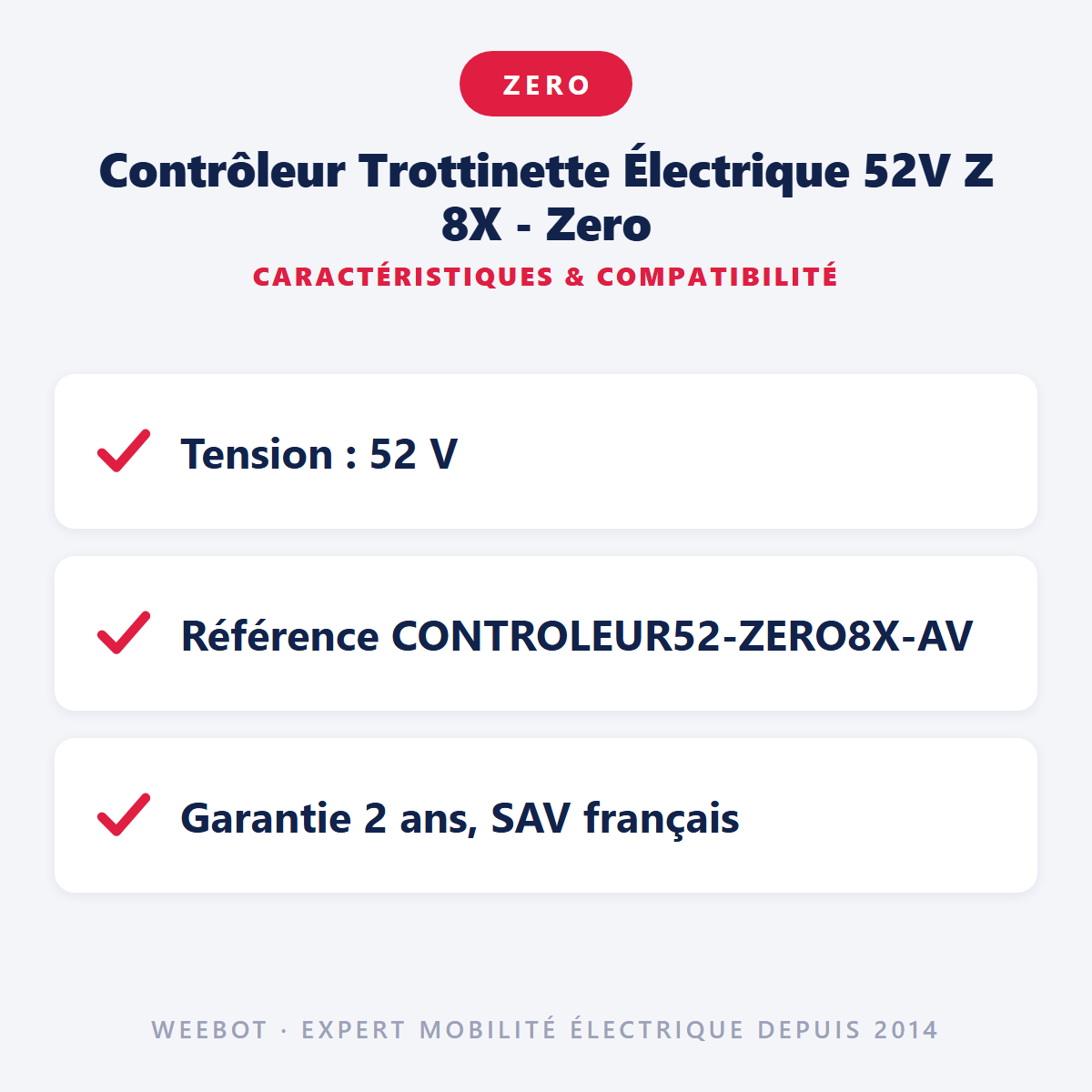 Contrôleur Trottinette Électrique 52V Z 8X - Zero : caractéristiques et compatibilité