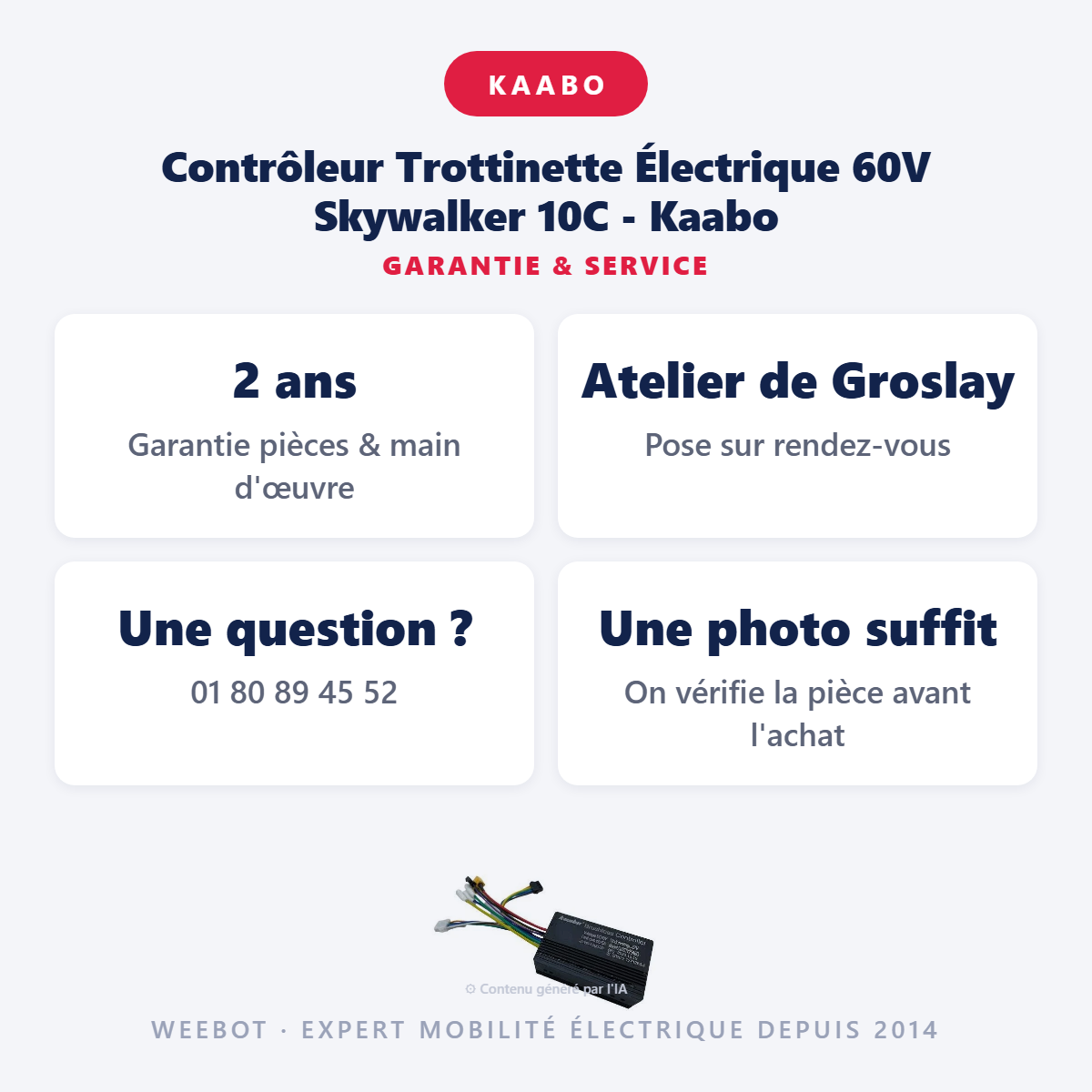 Contrôleur Trottinette Électrique 60V Skywalker 10C - Kaabo : garantie 2 ans et service après-vente