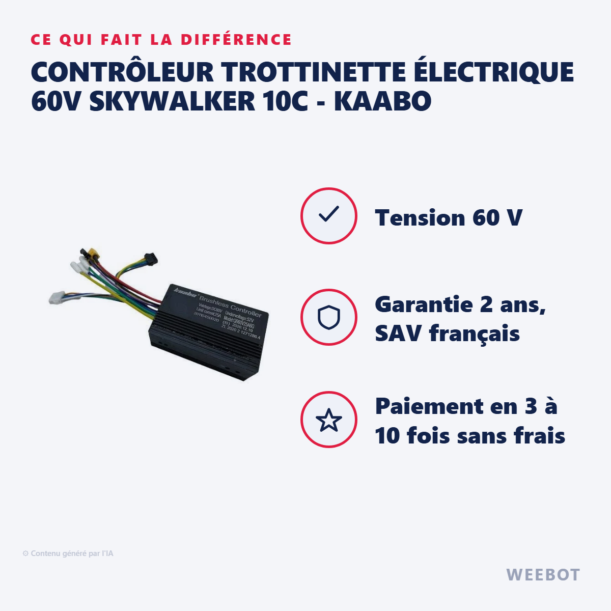 Contrôleur Trottinette Électrique 60V Skywalker 10C - Kaabo : les points forts