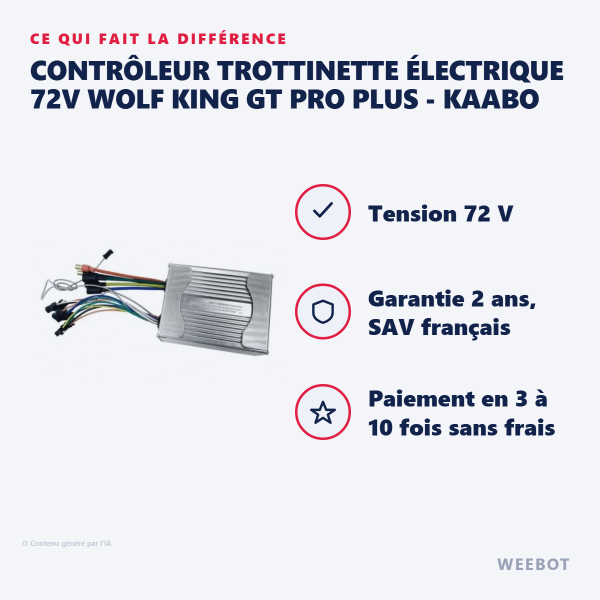 Contrôleur Trottinette Électrique 72V Wolf King GT Pro Plus - Kaabo : les points forts