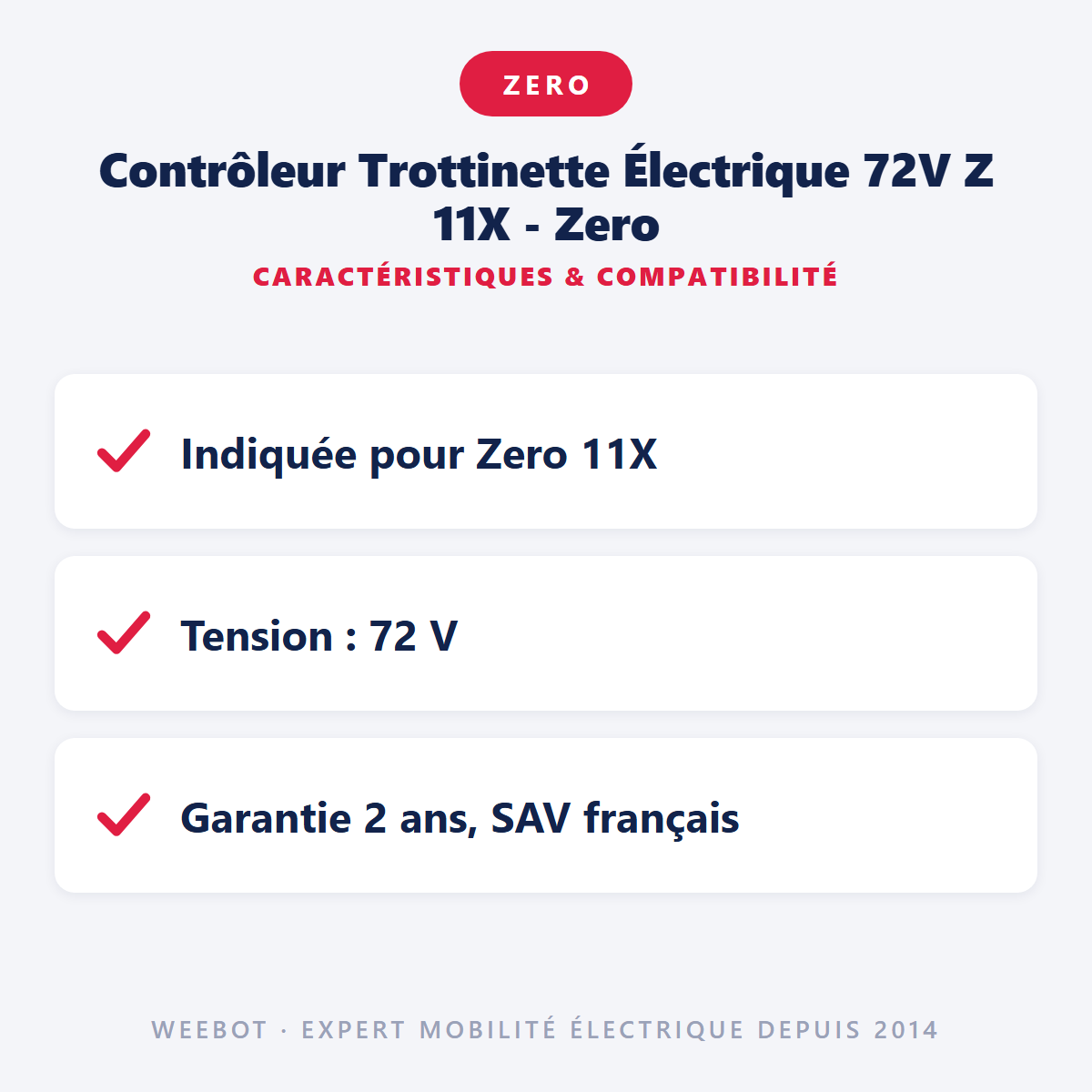 Contrôleur Trottinette Électrique 72V Z 11X - Zero : caractéristiques et compatibilité
