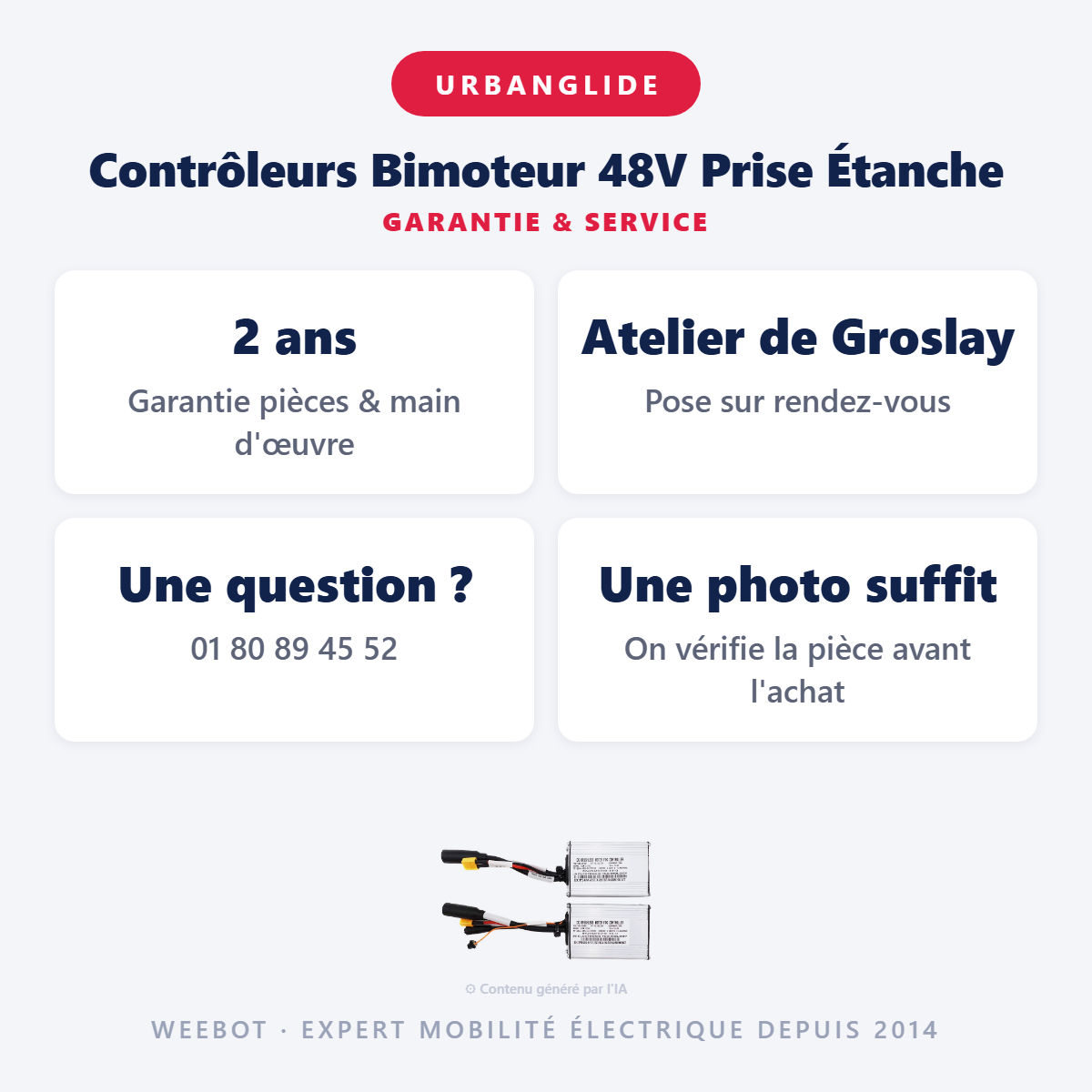 Contrôleurs Bimoteur 48V Prise Étanche : garantie 2 ans et service après-vente