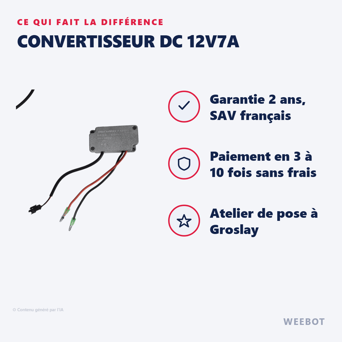 Convertisseur DC 12V7A pour Trottinette Électrique Alien Sonic, Dualtron Thunder 3,… - Weebot