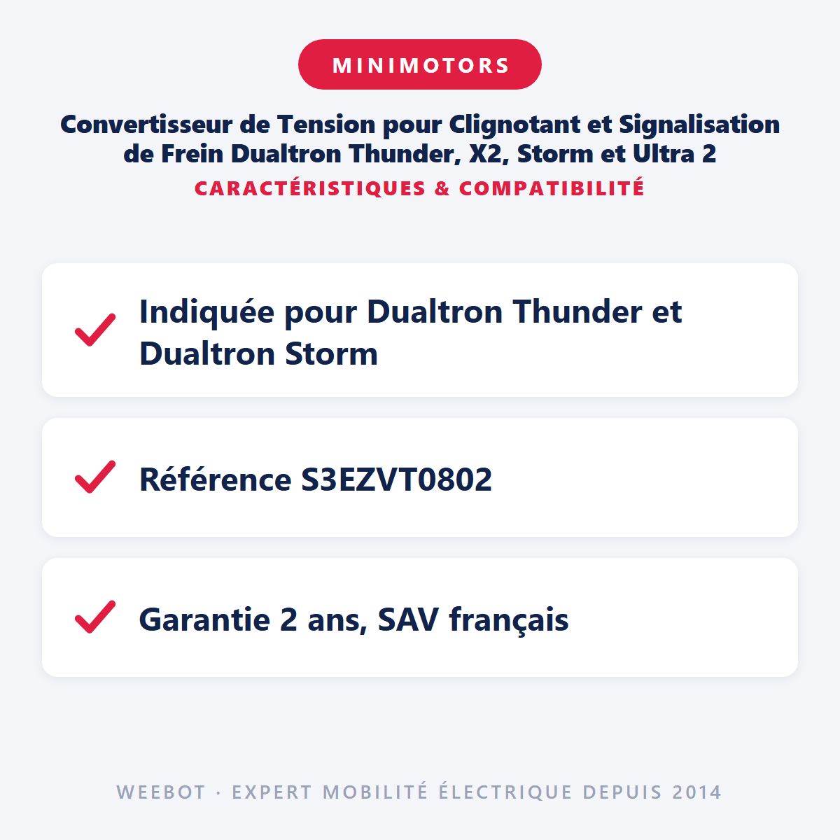 Convertisseur de Tension pour Clignotant et Signalisation de Frein Dualtron Thunder, X2, Storm et Ultra 2 - Weebot