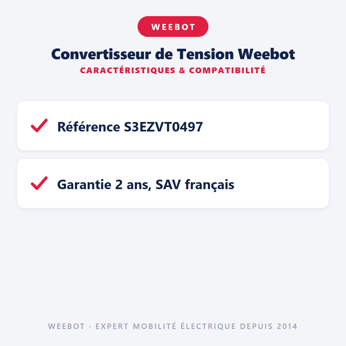 Convertisseur de Tension Weebot : caractéristiques et compatibilité