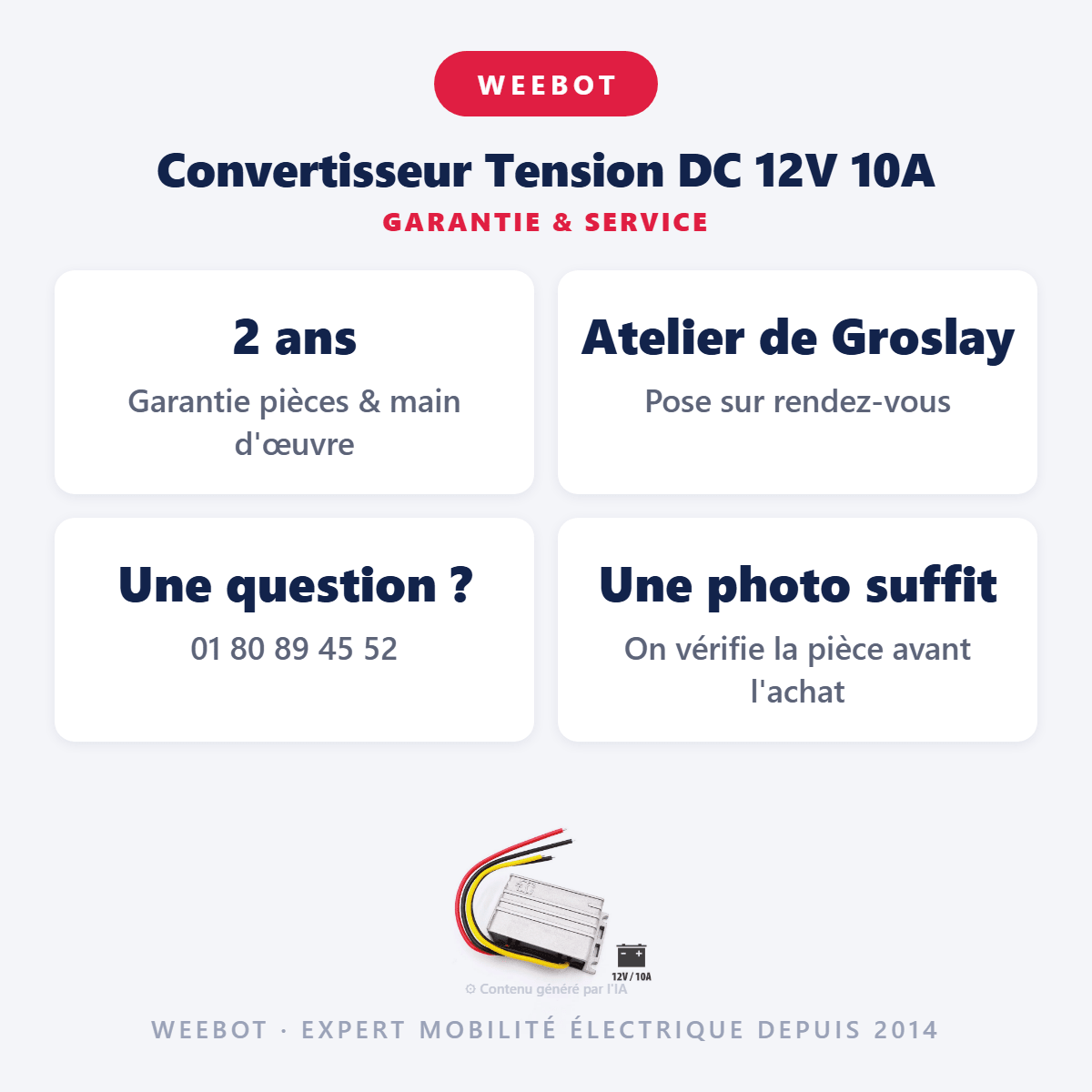 Convertisseur Tension DC 12V 10A pour Trottinette Électrique - Weebot