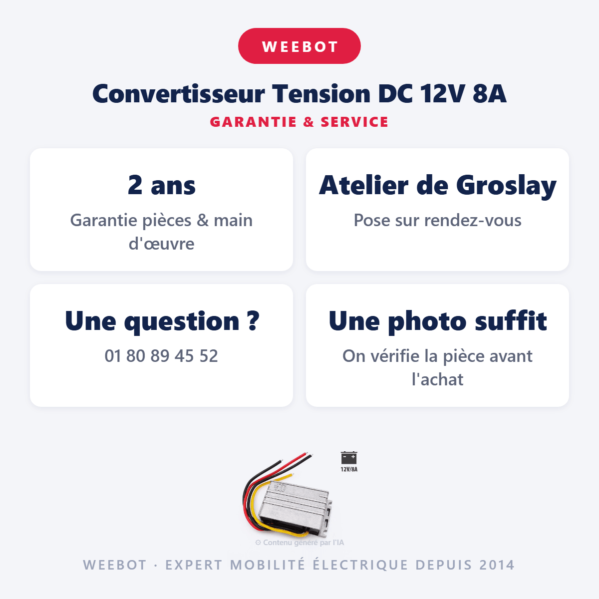 Convertisseur Tension DC 12V 8A pour Trottinette Électrique - Weebot