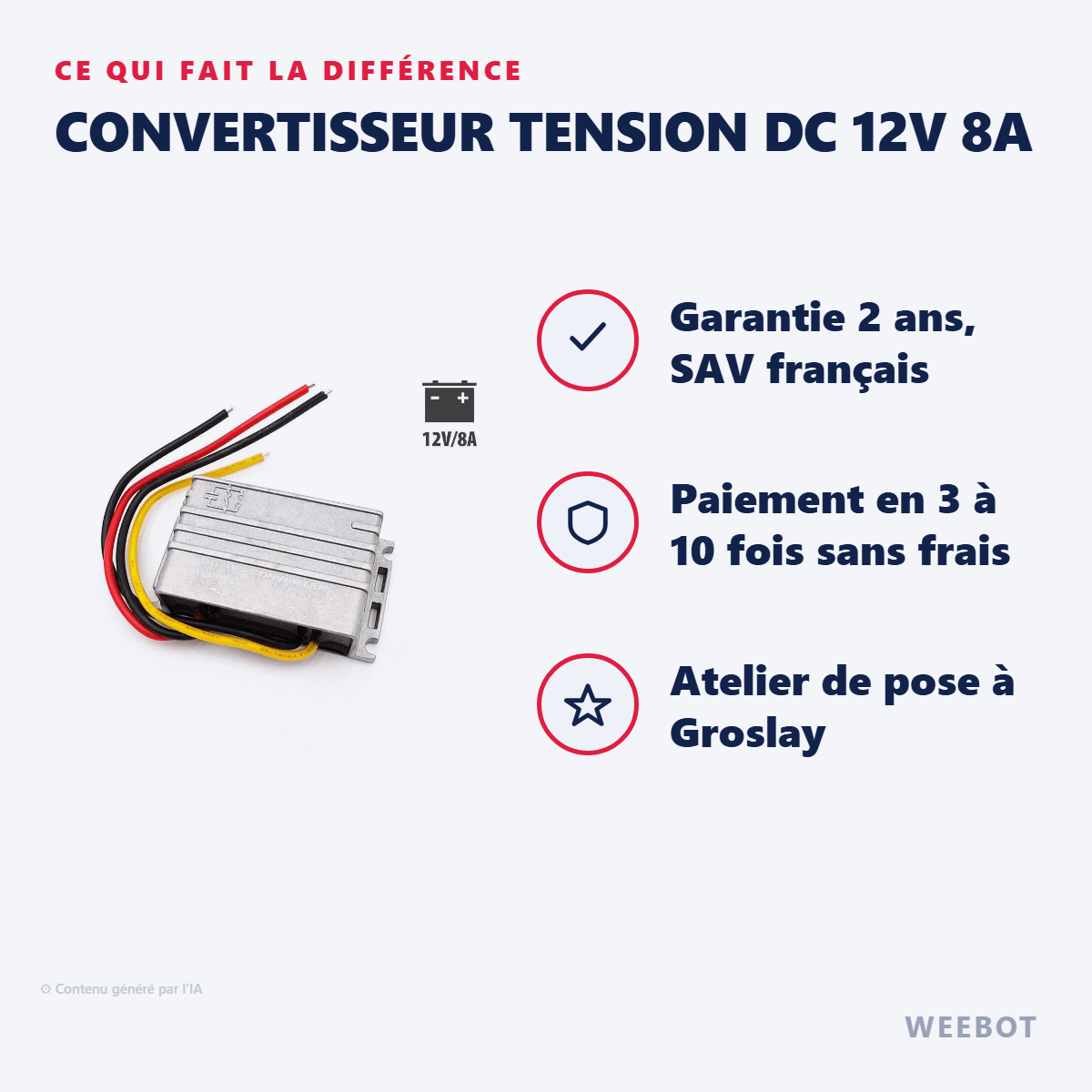 Convertisseur Tension DC 12V 8A pour Trottinette Électrique - Weebot