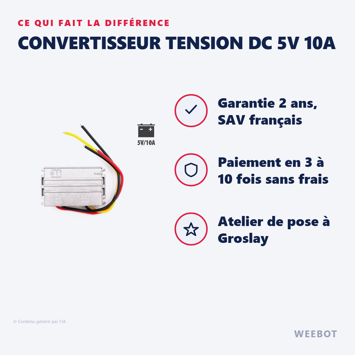Convertisseur Tension DC 5V 10A pour Trottinette Électrique - Weebot