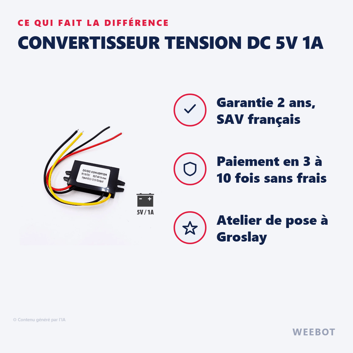 Convertisseur Tension DC 5V 1A pour Trottinette Électrique - Weebot