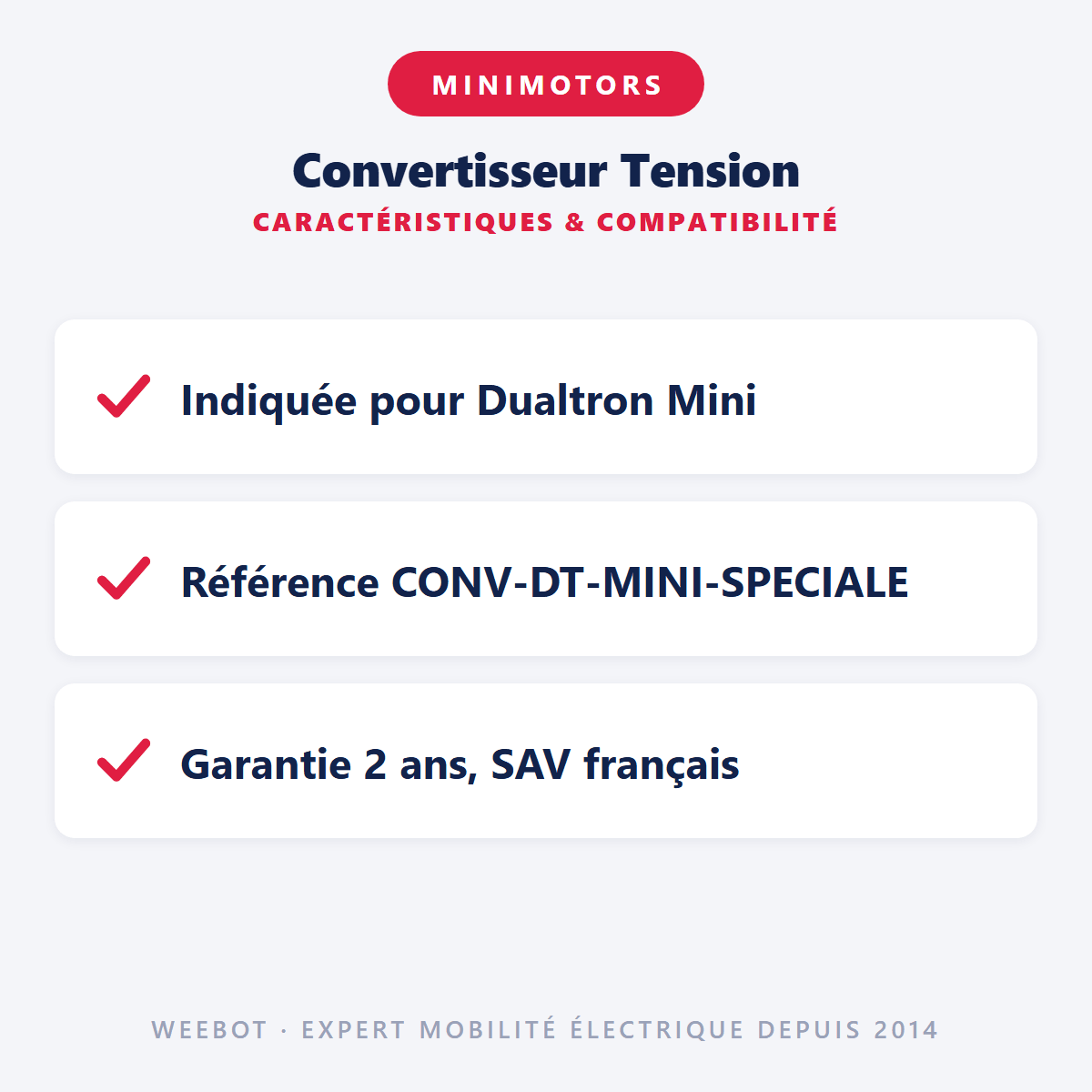 Convertisseur Tension pour Trottinette Electrique Dualtron Mini Minimotors - Weebot