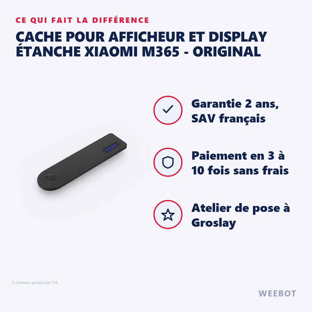 Cache pour afficheur et display étanche Xiaomi M365 - Original : les points forts