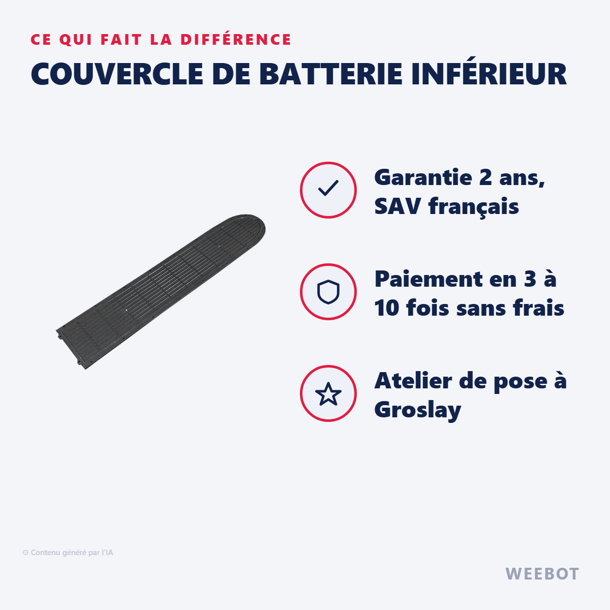 Couvercle de Batterie Inférieur pour Trottinette Électrique Xiaomi M365 Pro - Weebot