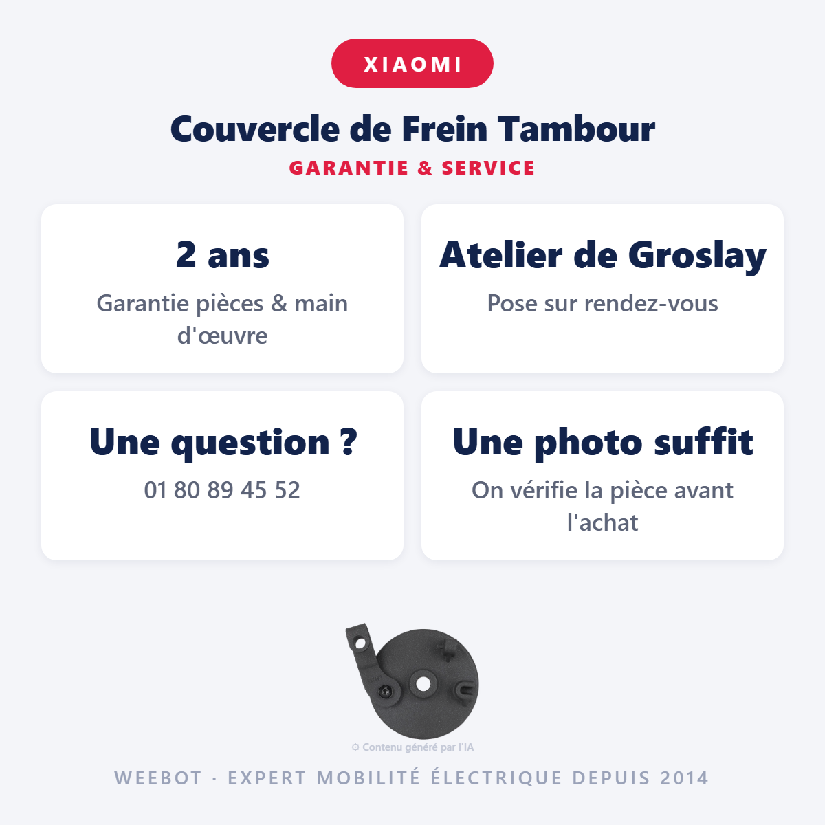 Couvercle de Frein Tambour : garantie 2 ans et service après-vente