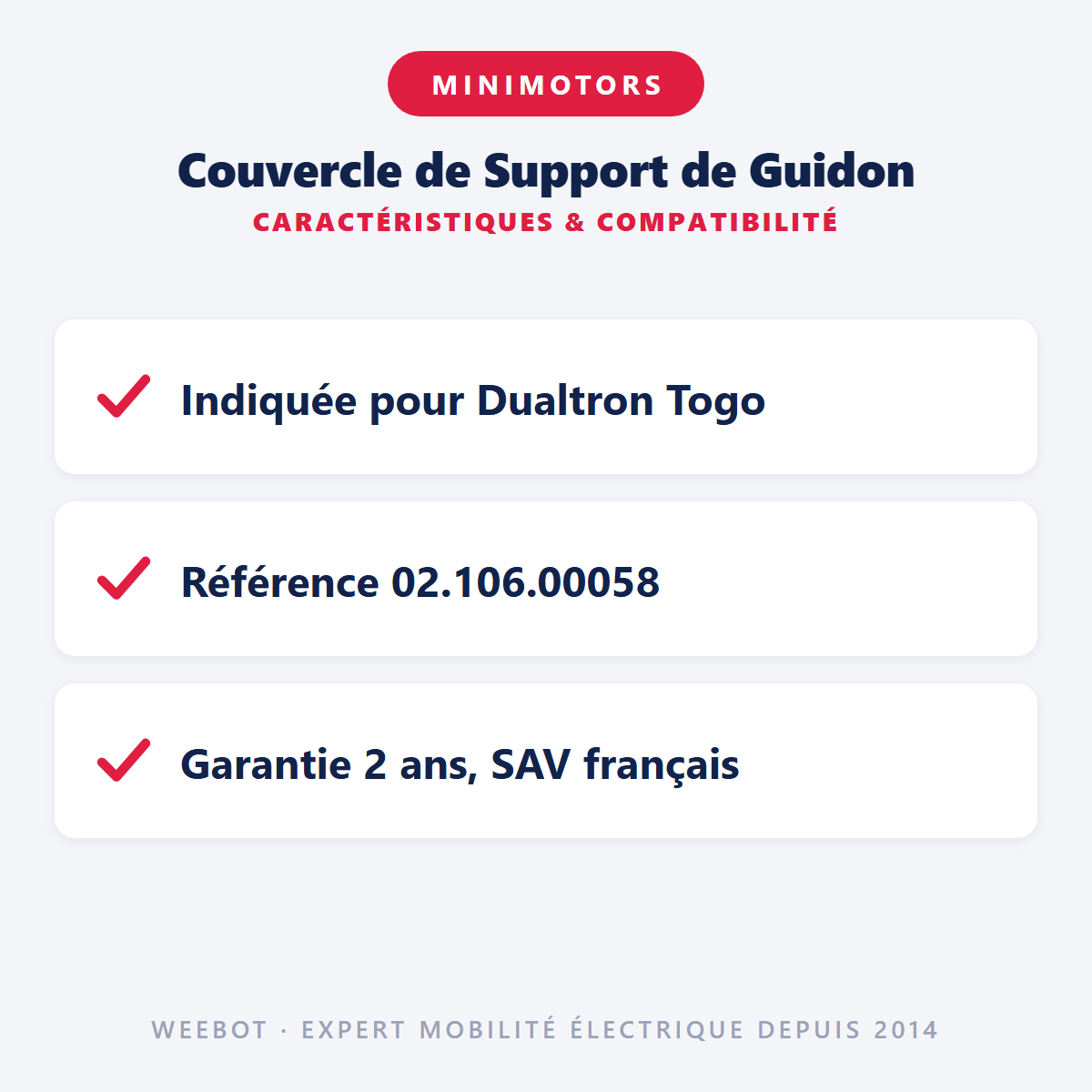 Couvercle de Support de Guidon pour Trottinette Électrique Dualtron Togo - Weebot