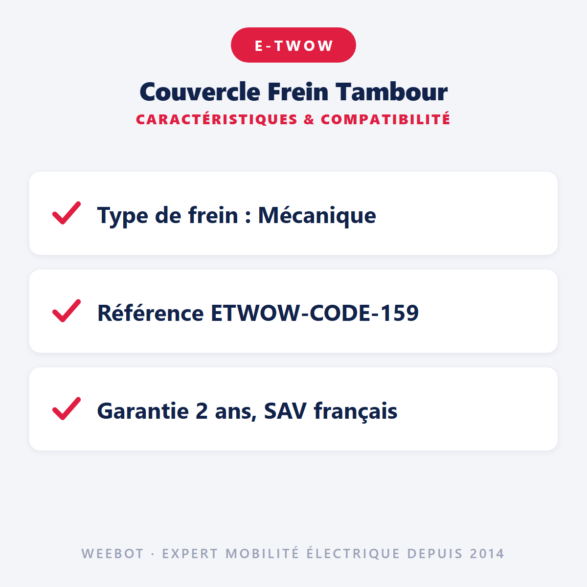 Couvercle Frein Tambour pour Trottinette Electrique E-Twow - Weebot