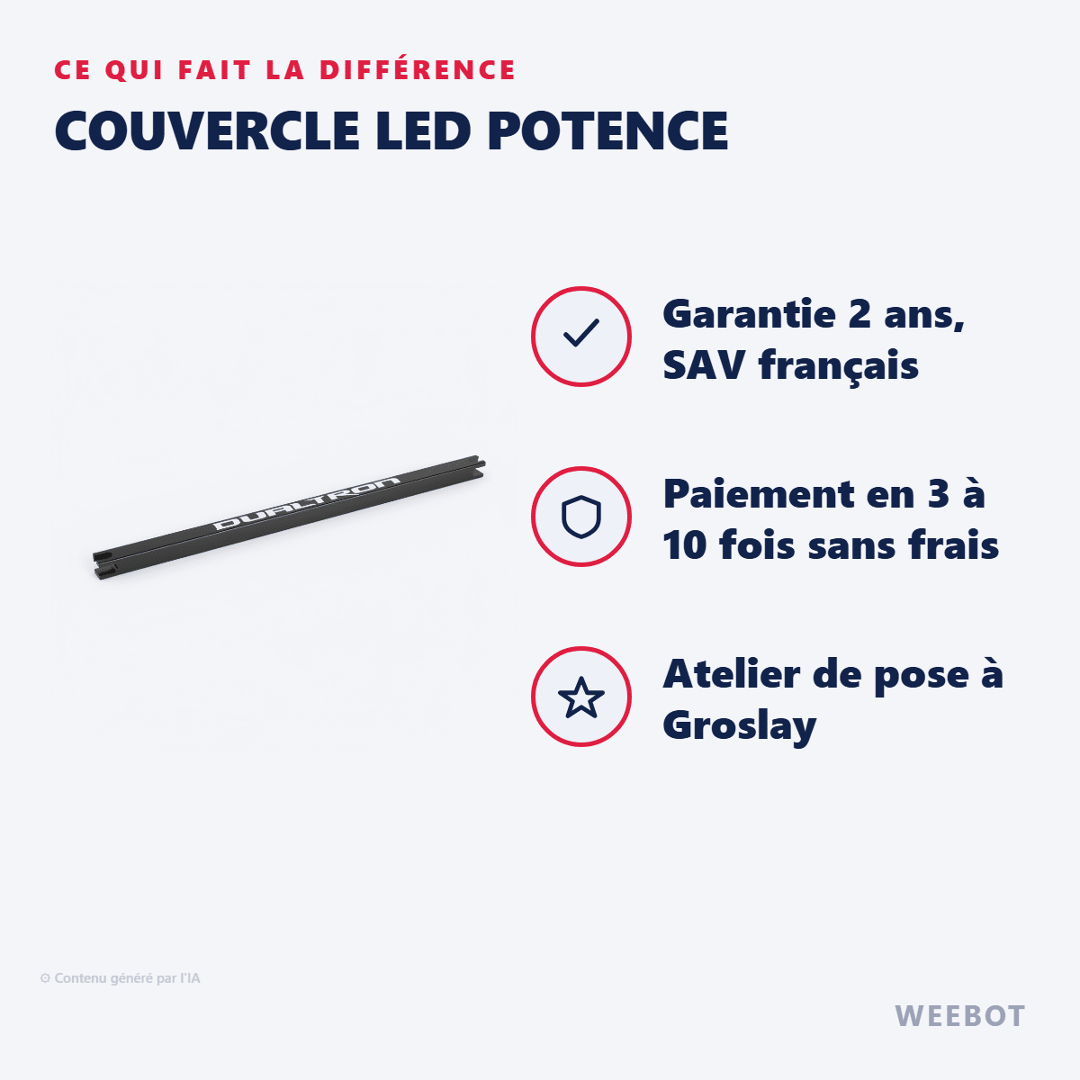 Couvercle LED Potence pour Trottinette Electrique 60V Dualtron Thunder et Victor - Weebot