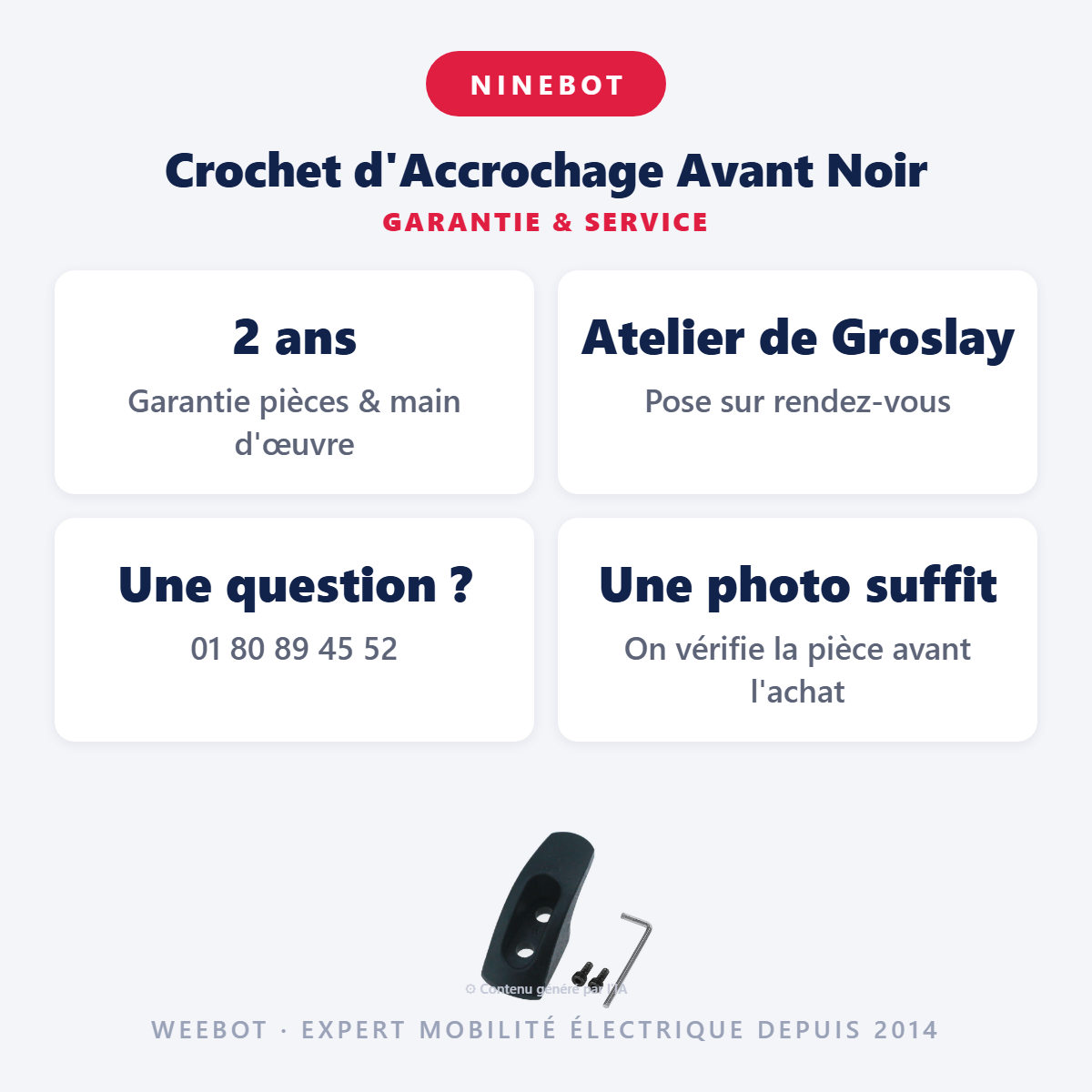 Crochet d'Accrochage Avant Noir : garantie 2 ans et service après-vente