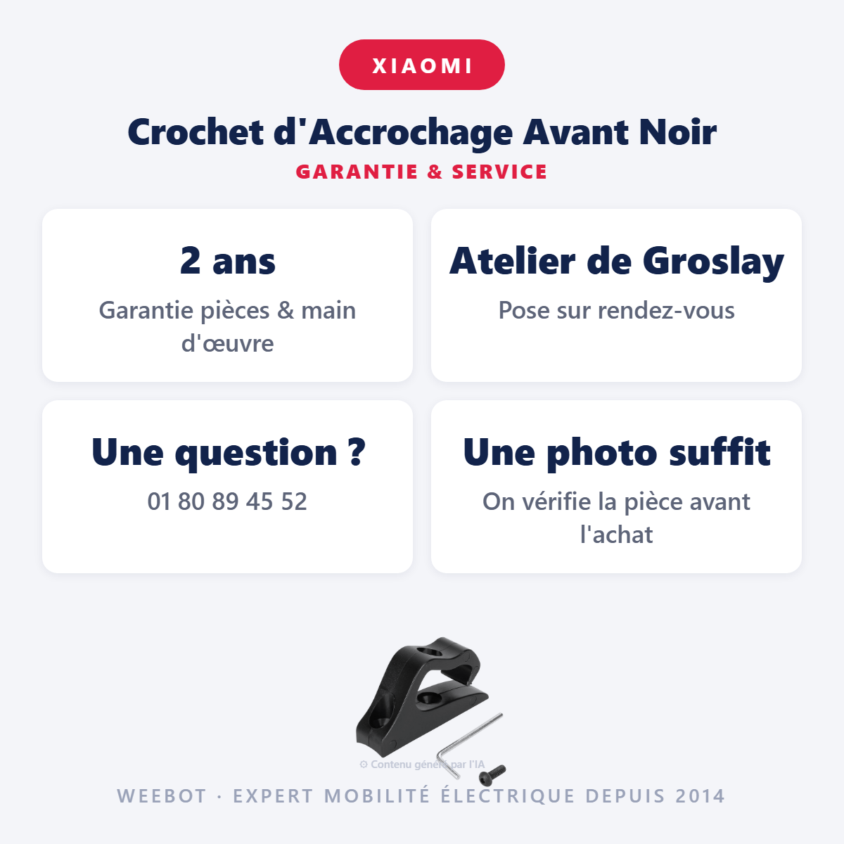 Crochet d'Accrochage Avant Noir : garantie 2 ans et service après-vente