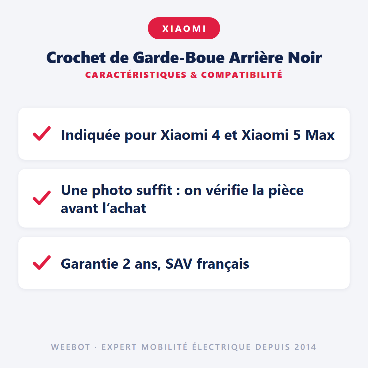 Crochet de Garde-Boue Arrière Noir : caractéristiques et compatibilité