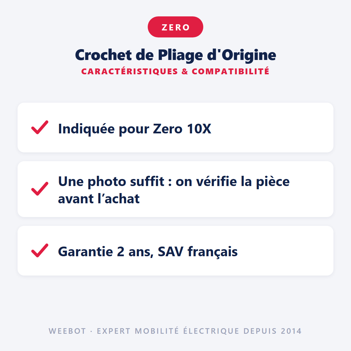 Crochet de Pliage d'Origine : caractéristiques et compatibilité