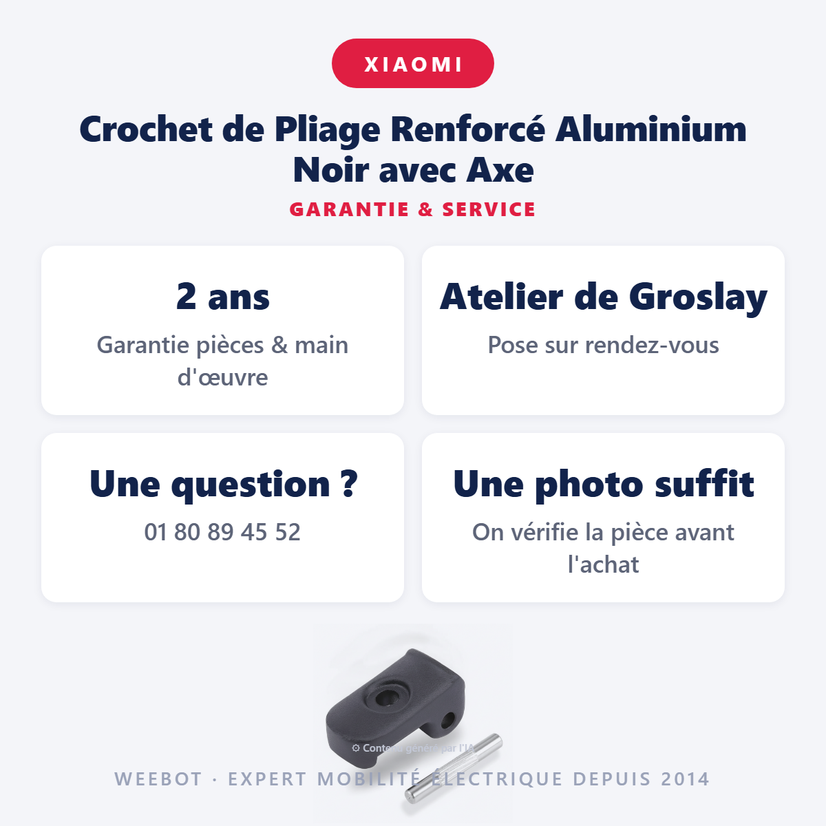 Crochet de Pliage Renforcé Aluminium Noir avec Axe : garantie 2 ans et service après-vente