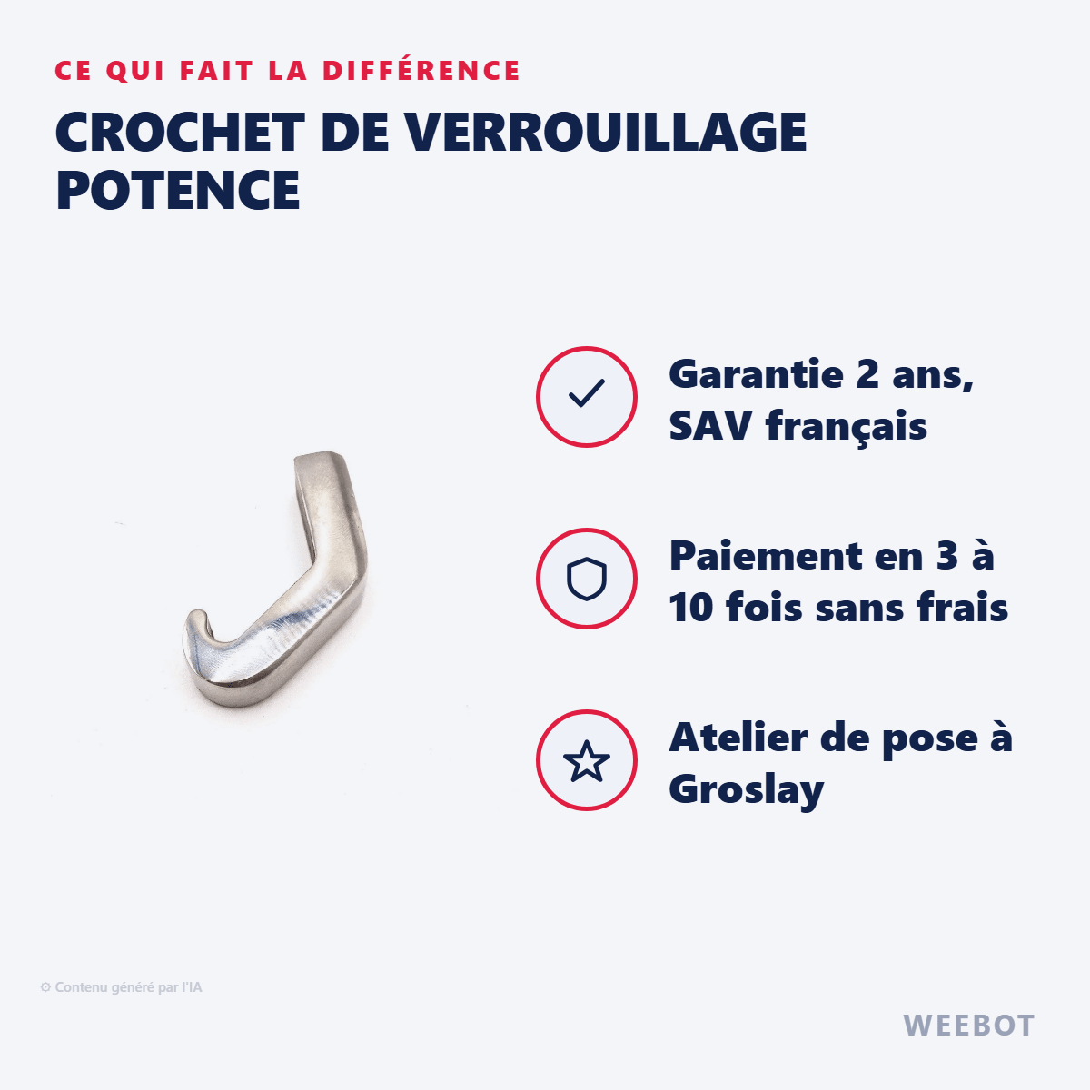 Crochet de Verrouillage Potence pour Trottinette Électrique Vsett 9 et Vsett 9+ - Weebot
