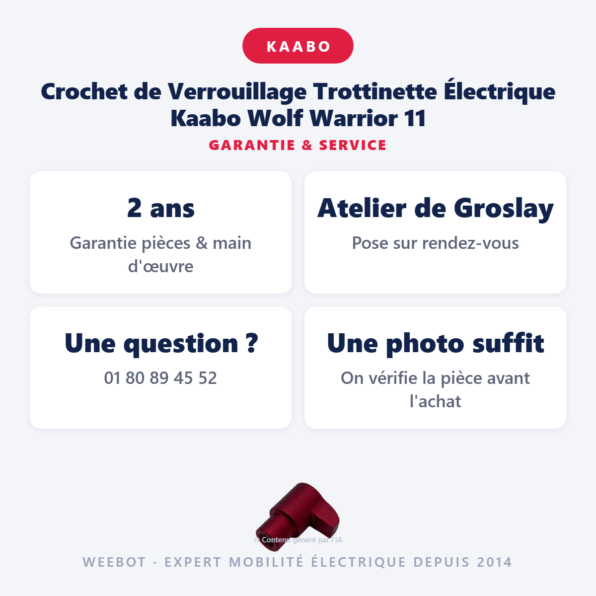 Crochet de Verrouillage Trottinette Électrique Kaabo Wolf Warrior 11 : garantie 2 ans et service après-vente